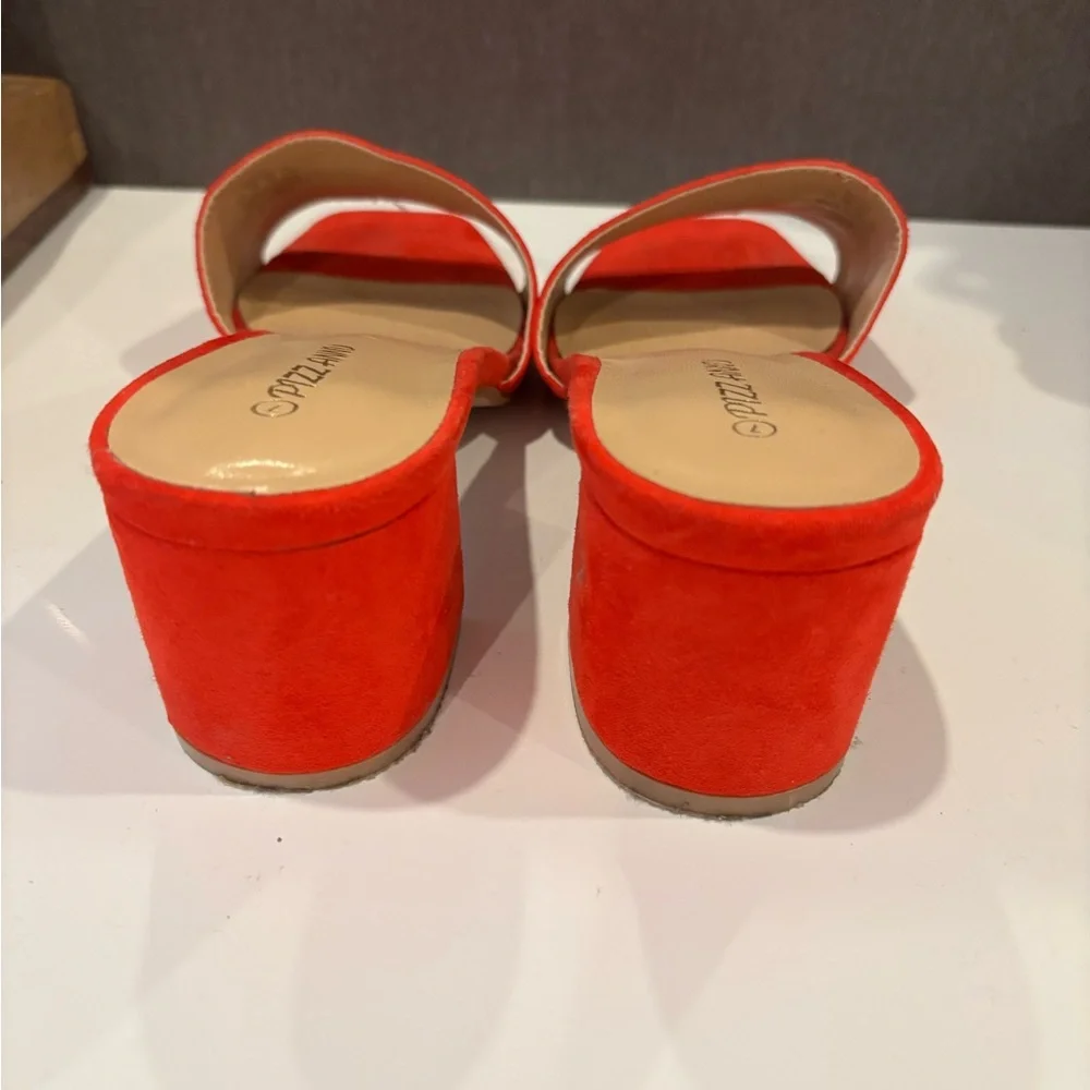 Red Suede Sandals with Block Heel - Picture 2 of 5
